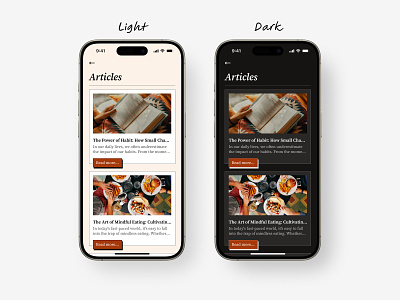 News or Articles Screen app articles bulletin clean dark feed journalism medium minimalist mobile app mobile design news newspaper publishing reading story ui ux