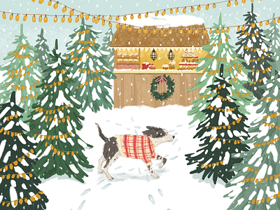 Light & Bark Candle illustration 2 christmas christmas tree dog illustration package snow sticker
