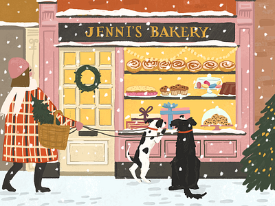 Light & Bark Candle illustration 3 bakery candle christmas christmas card dog illustration package sticker