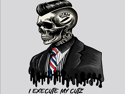 Skeleton Barber affinity branding graphic design illustration logo vector