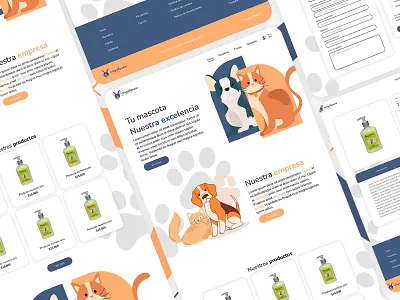 Pet Shop Landing Page blue cat dog landing landing page orange page pets shop ui ux web website