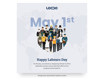 Labours Day Post company design graphics design happy illustration labour day linkedin may 1st may day post social media post ui ux design