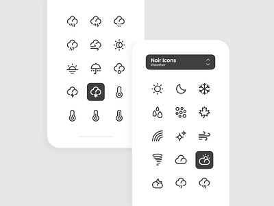 Noir - Weather Icons climate icons graphic design icon design icon pack icon set iconography icons interface interface icons ui user interface weather icon design weather icons