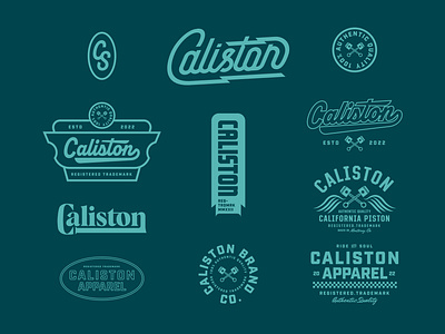 Caliston Branding Kit apparel badge badge design branding branding design clothing illustration logo motorcycle vector visual identity