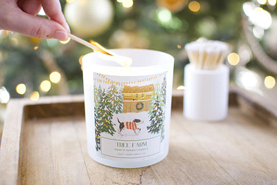 Light & Bark Candle illustration art candle christmas christmas card christmas tree dog illustration light