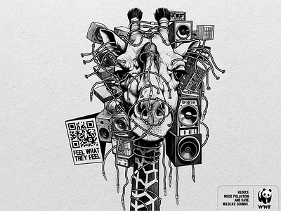 Feel what they feel! Giraffe craft creative creative ads illustration noise pollution ooh print ads print campaign qr code wwf