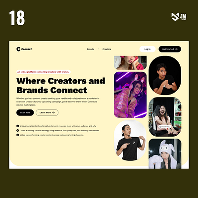 Connect brand connect content creator creator daily design figma graphic design hero section streamer ui ux webdesign webdesigner website websitedesign
