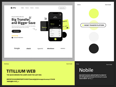 Money Transfer Website Style Guide With Header analytics app ui branding cards design figma graphic design illustration logo ui