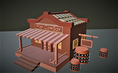 Cow Boy house 3d animation graphic design