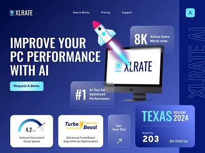 XLRATE ai app artificial intelligence branding design graphic design hero banner illustration landing page logo typography ui ux vector web website