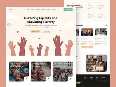 Zakat - Donation Landing Page charity charity fund donate donation fundraiser fundraising green halal hero hero section islamic kids landing page poor social support team web design website zakat