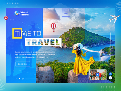 Travel Agency Landing Page Banner adventure agency booking clean creative journey landing minimal tour tour booking tourism travel landing page travel service travel website traveling banner trip typography uidesign vacation world
