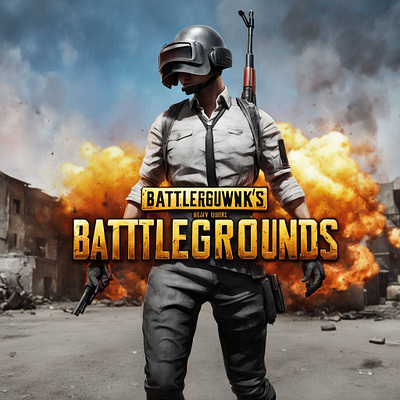 Player Unknown's Battlegrounds with colorful elements 3d graphic design pubg