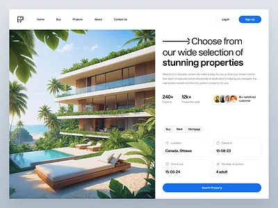 Real Estate Website ai image concept design design illustration minimal mockup properties property management real estate real estate website rent house sell house top design trending design ui ui design ux design web ui ux website design