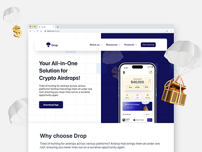 Landing page design for an airdrop mobile application. blockchain crypto crypto landing page design designer graphic design landing page mobile application ui ui design uiux user experience user interface ux uxui web3design web3designer webapp website website design