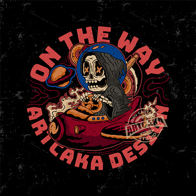 On The Way Illustration artwork customdesign designforsale designtshirt grimreaper logo reaper skull tshirt vintagedesign