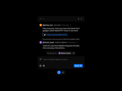 Comments - Modal app comments component dark mode design design system figma icons landing page mail message minimalist modal reply ui ui design ui kit widget