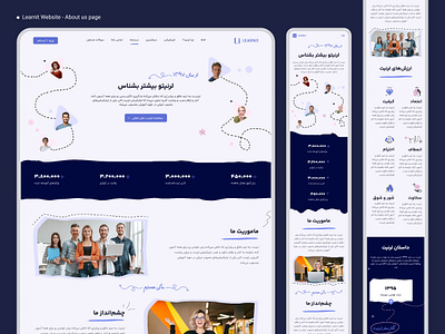 Learnit - About us page about us blue dark educational farsi handwriting persian responsive team trend website آموزشی ایرانی درباره ما رابط کاربری سایت