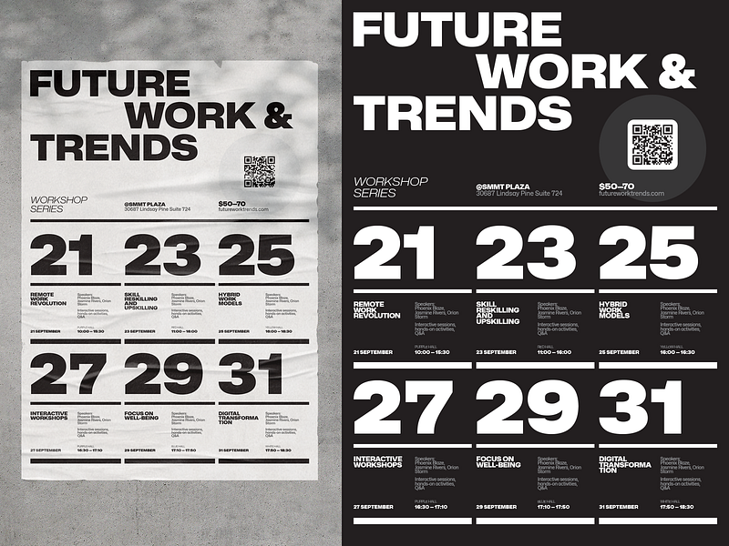 Workshop Event Program Poster brutalism business calendar conference education event flyer invitation minimalist poster program program poster psd schedule schedule poster series template typography vector workshop