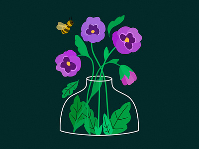 Pansies 🌸 2d 2d art animal art bee challenge colorful digital doodle drawing flowers illo illustration line minimalist popular procreate sketch vase