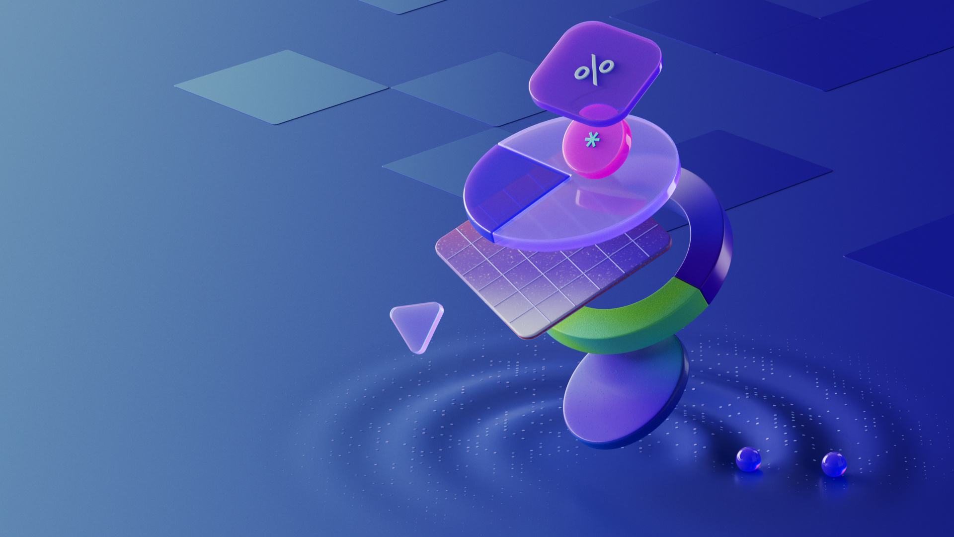 Landing page illustration 3d 3d artist 3dillustration background balance blue branding c4d cgi chart colorful fintech glass graphic design insurance percent pie startup wave web