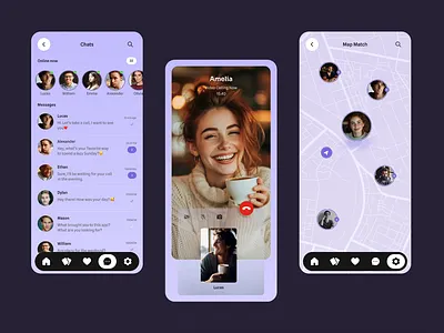 Modern Mobile Dating App Interface Design animation app branding chat dating dating app design figma map mobile ui ui design user interface ux web design