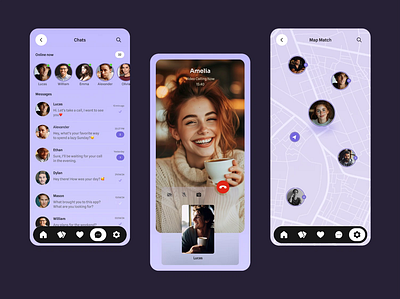 Dating Mobile App animation chat dating app design figma map mobile ui ux web design