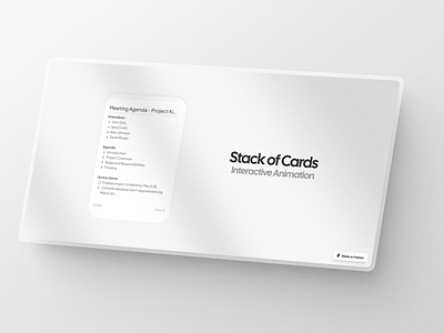 Stack of Cards Framer Interactive Animation | Interaction Design animation card animations card ui design framer framer animation framer free template framer template framer web design free hero section interaction design interactions interactive animation landing page note taking app saas ui design web animation web design web design animations