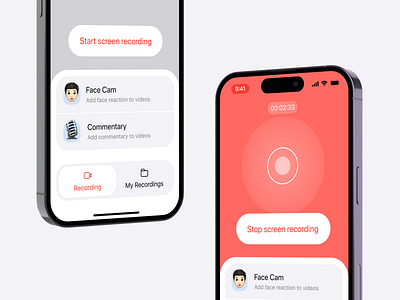 Screen Recorder App app appstore camera comment design face ios library main market mobile reaction recodring recorder screen store ui ux voice webcam
