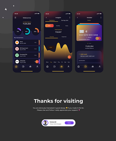 Expensify Budget Tracker App Design app design crypto dark theme figma ui uiux ux wallet