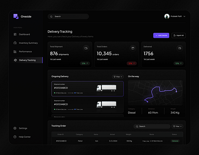 Delivery Tracking Dashboard Design 3d animation bitcoin branding dashboard delivery figma food delivery graphic design logo motion graphics software tracking ui ui design web