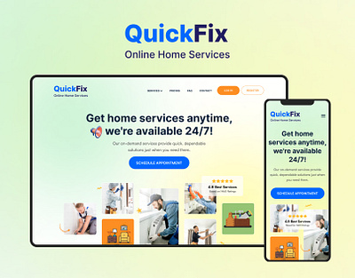 UI UX Responsive Design for Online Home Services case study figma home services landing page ui design ui ux design uiux user experience user interface website design