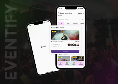 Eventify - Discover popular events checkout events figma login mobileapp register userexperience uxdesign uxui