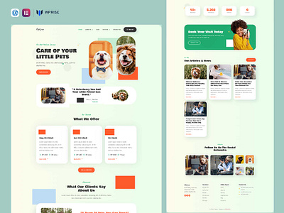 Refyne – Pet Care Services Elementor Template pet care pet care website pet care website template pet website designs petcare petcare website pets website