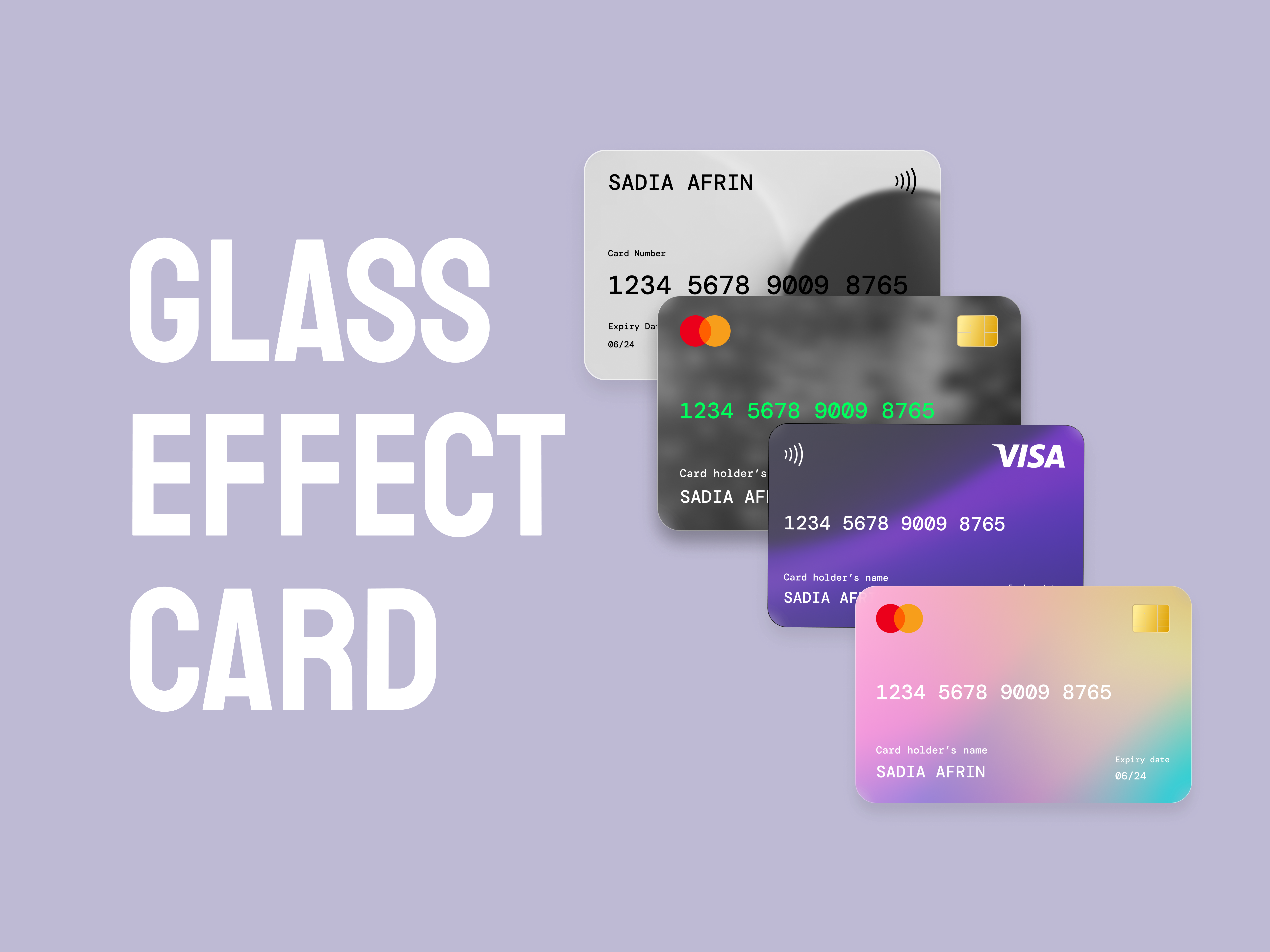 Glass Effect Credit Card UI app branding card card design credit card design glass effect glassmorpgism graphic design illustration logo mastercard transparent card typography ui ui ux design uiuxdesign ux vector visual design