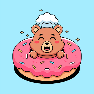 Donut Bear animal bear cartoon character colorful cute design donit graphic design illustration kawaii sweet