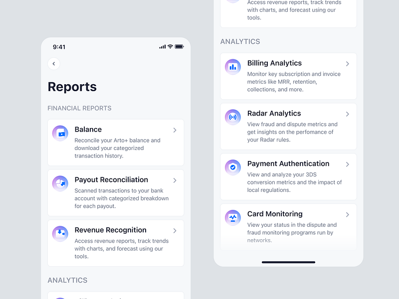 Arto Plus Mobile - Reports analytics app financial management mobile monitoring payment payout product design reports saas ui ux