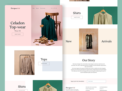 DesignerHub - Designer Clothing Portal brand cloths deisgn designer landing page pink site tops ui ux web website