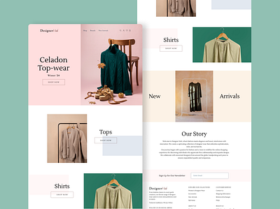 DesignerHub - Designer Clothing Portal brand cloths deisgn designer landing page pink site tops ui ux web website