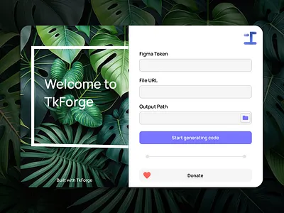 TkForge app design app sign up ui