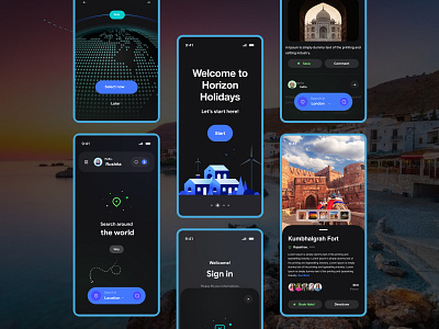 Horizon Holidays🧳: Travel App Interface branding graphic design interface ui logo mobile app travel dashboard