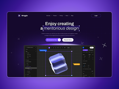 Promo landing of a platform design hero landing layout page platform promo purple ui ux web