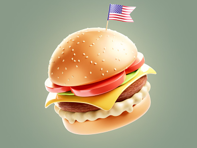 American Burger 3d burger 3d food 3d illustrations 3dart american burger animation blender burger fastfood illustration
