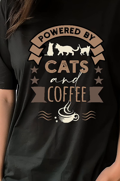 Powered by cats and coffee cats coffee graphic design tshirt
