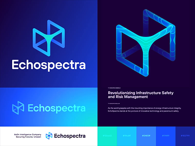 Echospectra 3D Logo Animation 3d animation blockchain branding fintech geospatial gradient icon identity lettering logo pattern saas satellite tech topography