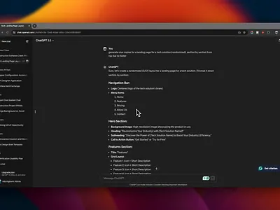 Landing Page Solution - Idea Generation (ChatGPT) ai chatgpt design ideation landing page webflow