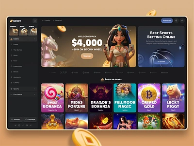 Gold Casino casino app casino online casino online ui casino slot egypt casino game casino design gaming ui gold casino gold game gold ui igaming website lucky wheel ui roulette ui slot designs slot online slots slots casino sport betting sports casino web casino