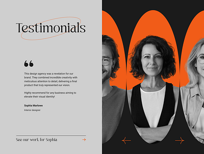 Testimonials section for a design agency design agency testimonials section ui web web design