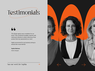 Testimonials section for a design agency design agency testimonials section ui web web design