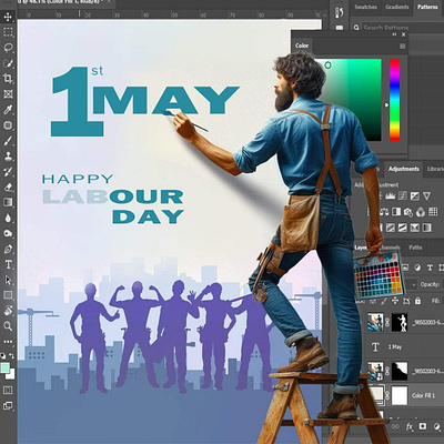 Labour day 1 may graphic design photoshop social media